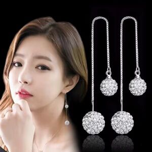 925 Silver Drop Elegant Earrings. Luxury long. Waterdrop Rhinestone earrings 🪩